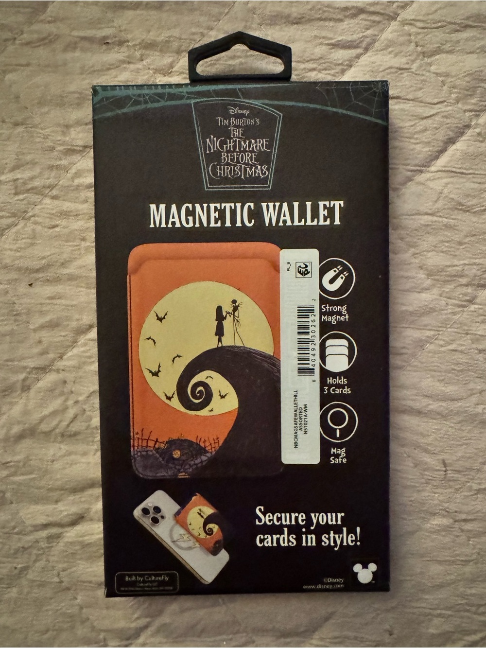 Disney The Nightmare Before Christmas Orange & Black Magnetic Card Wallet